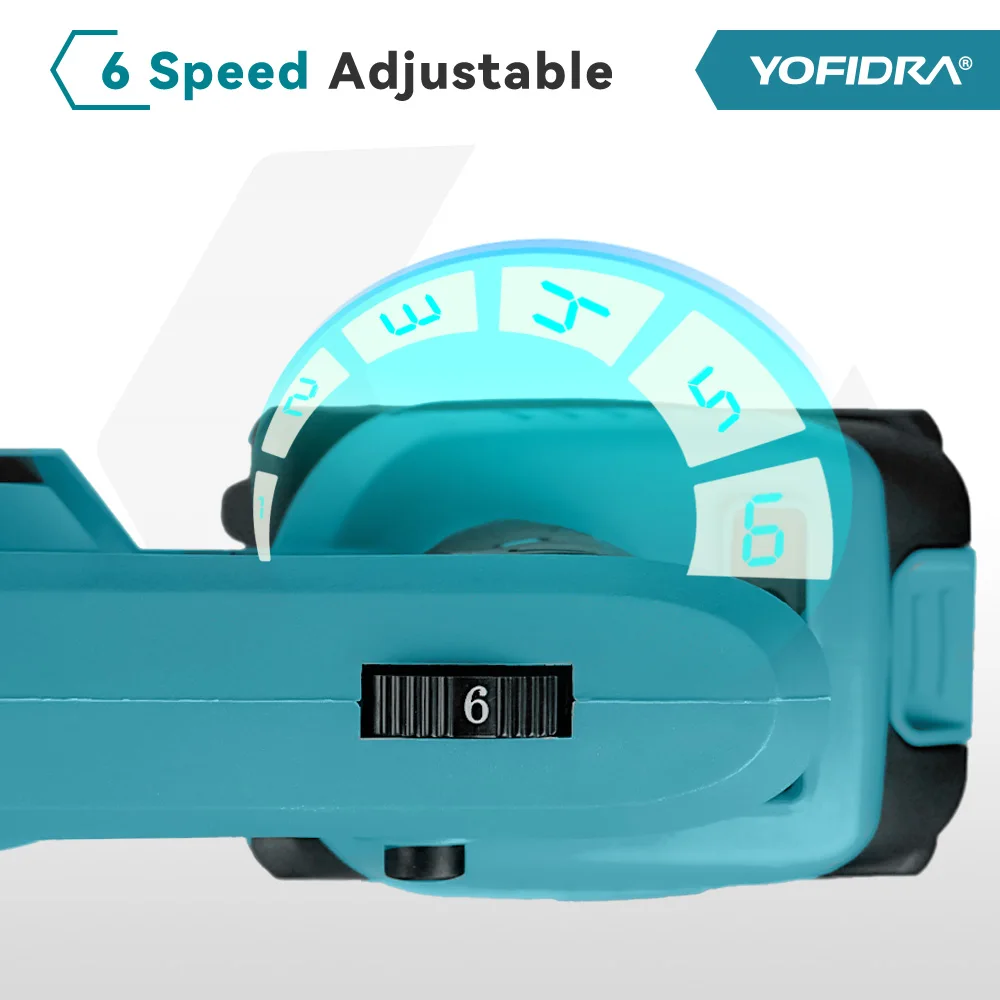 YOFIDRA 6 التروس منفاخ كهربائي بدون فرش قابل للتعديل اللاسلكي الساقطة الثلوج/أوراق حديقة أدوات مكنسة لبطارية ماكيتا دبوس