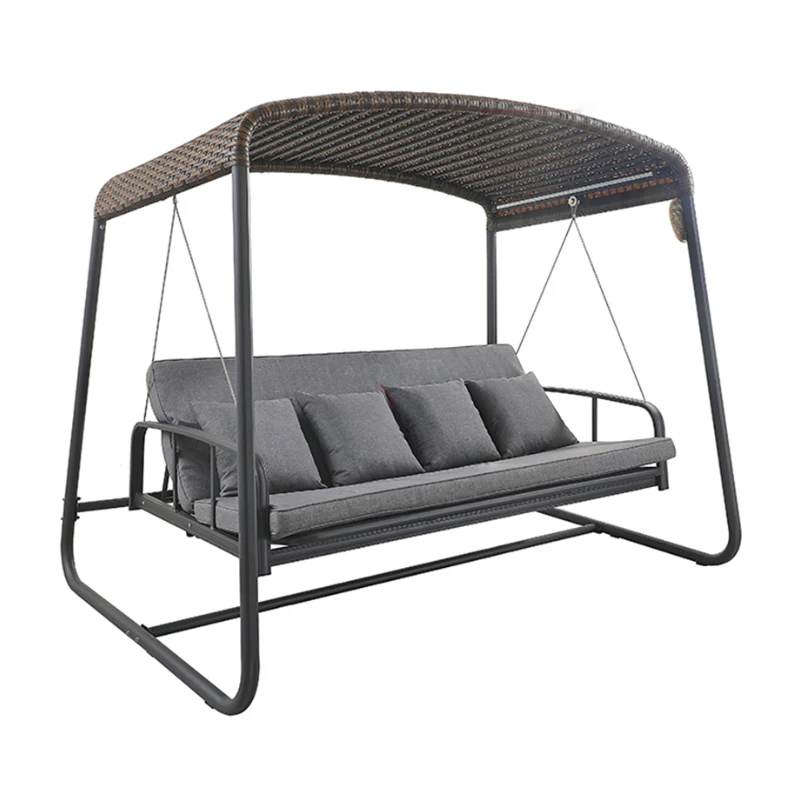 

Outdoor Patio Swing Modern Waterproof Rust Resistant Aluminum Alloy Frame With Awning Villa Garden Double Chairlift