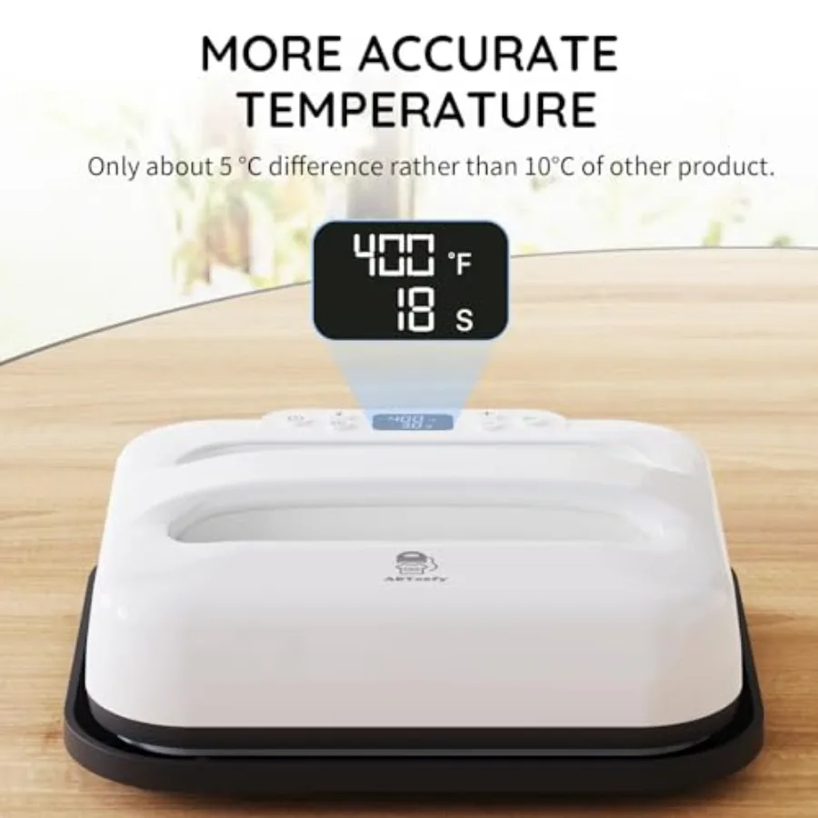 Heat Press Machine 12 x 10, Portable Digital Easy Press for T-Shirts, Sublimation and HTV Vinyl, White with Teflon Sheet - view 4