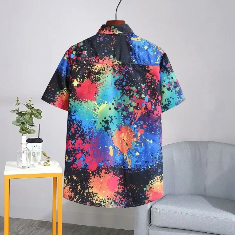 

Fashion V-neck Short Sleeve Floral Shirts Loose Hawaii Flower Blouse Women Bohemia Style Colorful Beach Shirts Beachwear