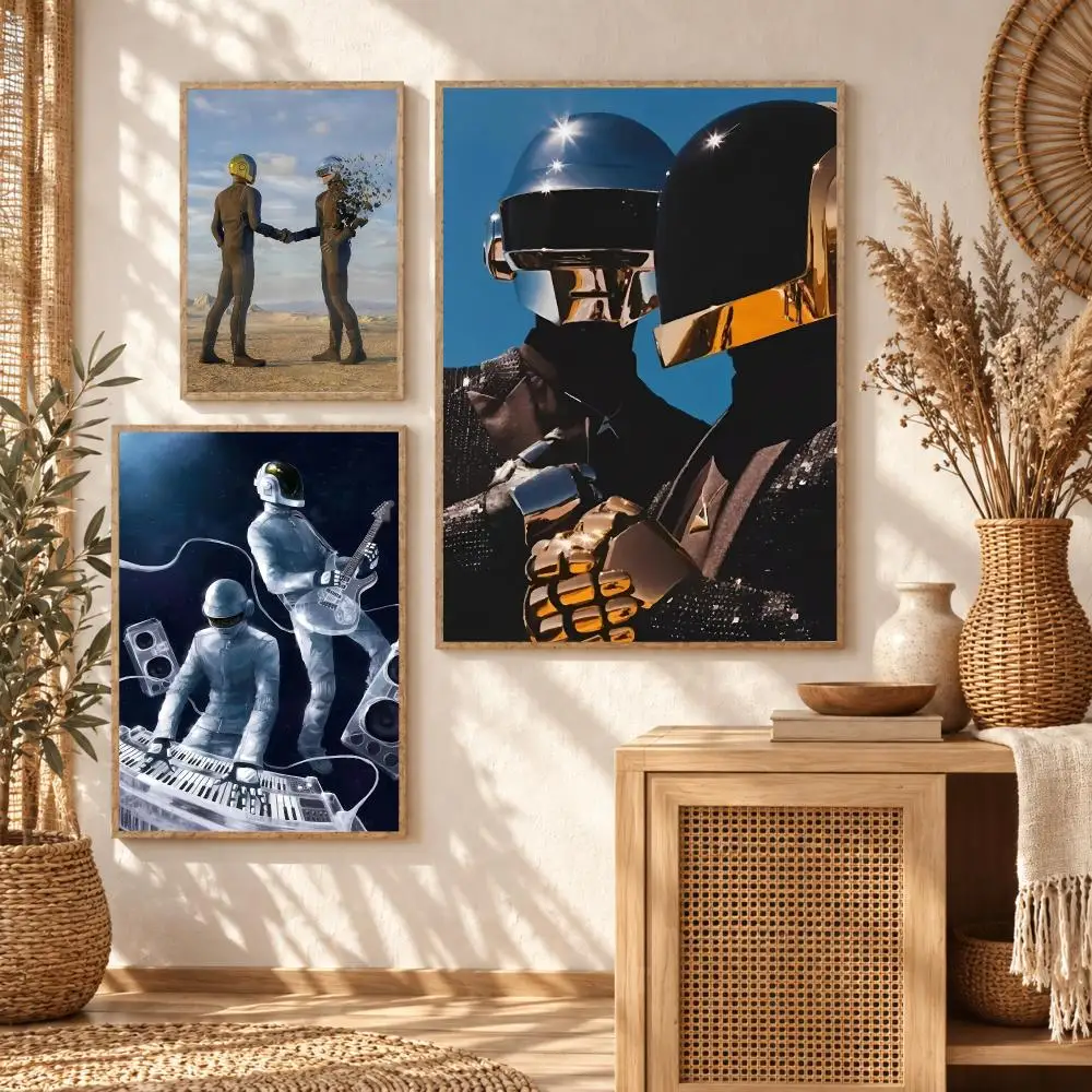 D-Daft Punk Band Poster Stickers Mural Painting Self-Adhesive Wall Art Decals for Bedroom Living Room Home Decor Gift