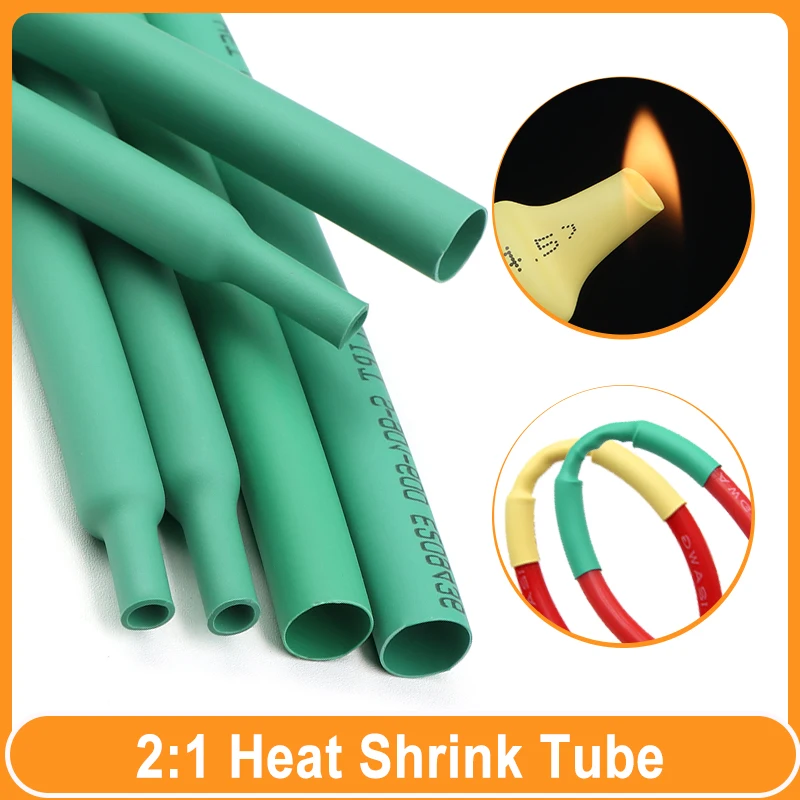 

1/5/10m Yellow Green 0.6 ~ 80mm Heat Shrink Tubing Polyolefin Insulation Cable Wire Connector Protector Wrap Shrinking Sleeving