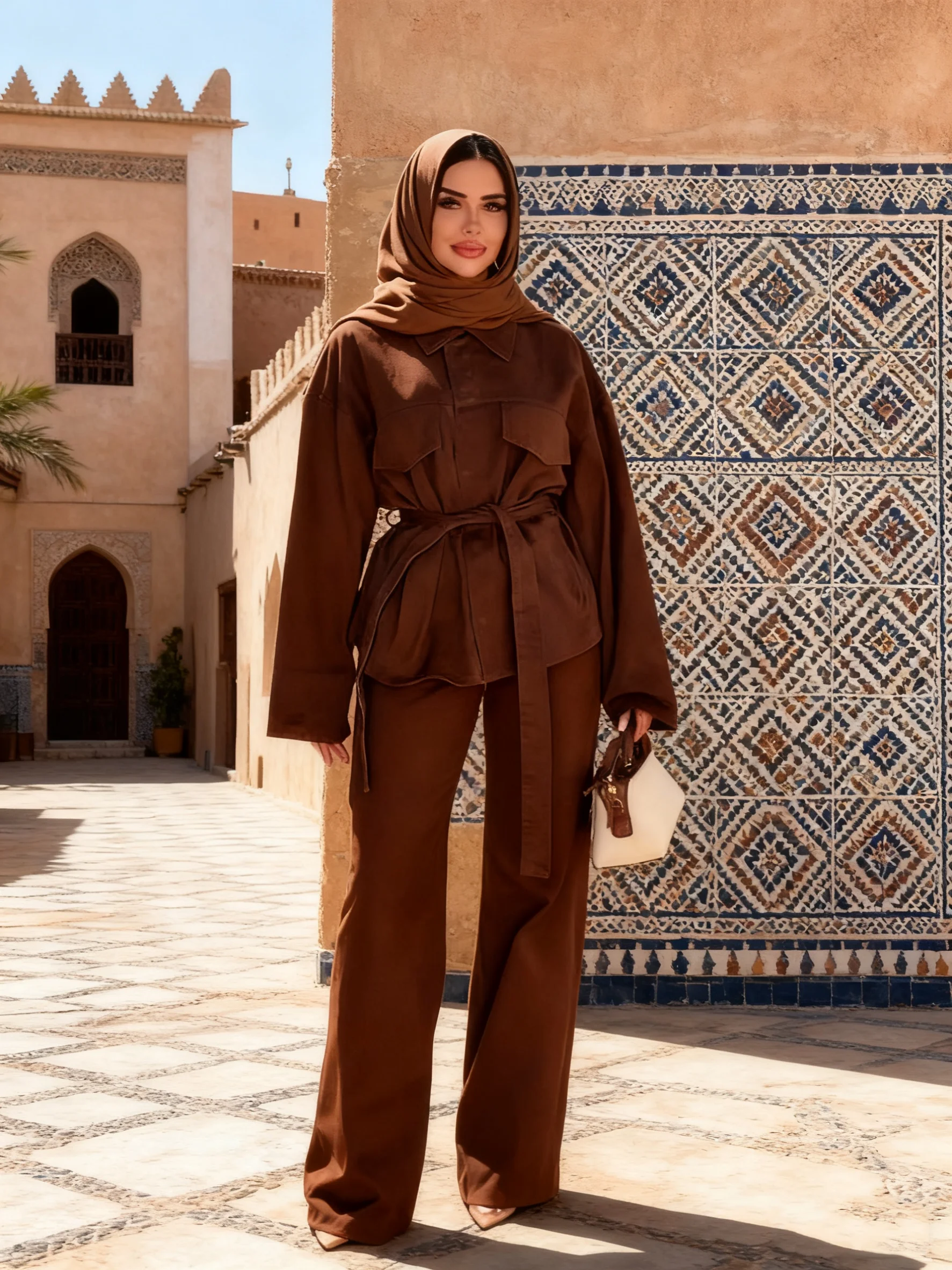 

Комплект из 2 предметов, женское мусульманское пальто, широкие брюки, костюм, куртка, брюки, ансамбль, марокканское однобортное пальто на шнуровке, арабская одежда в Дубае