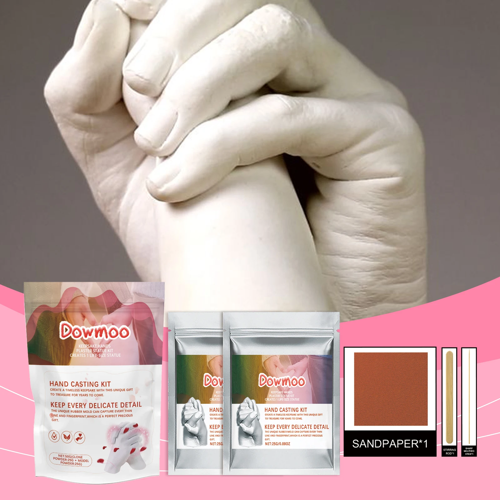DIY Hands Mold Casting Kit Parent-Child Friends Couple Anniversary Creative Gift Hand Foot Mold Plaster Casting 3D Clone Powder
