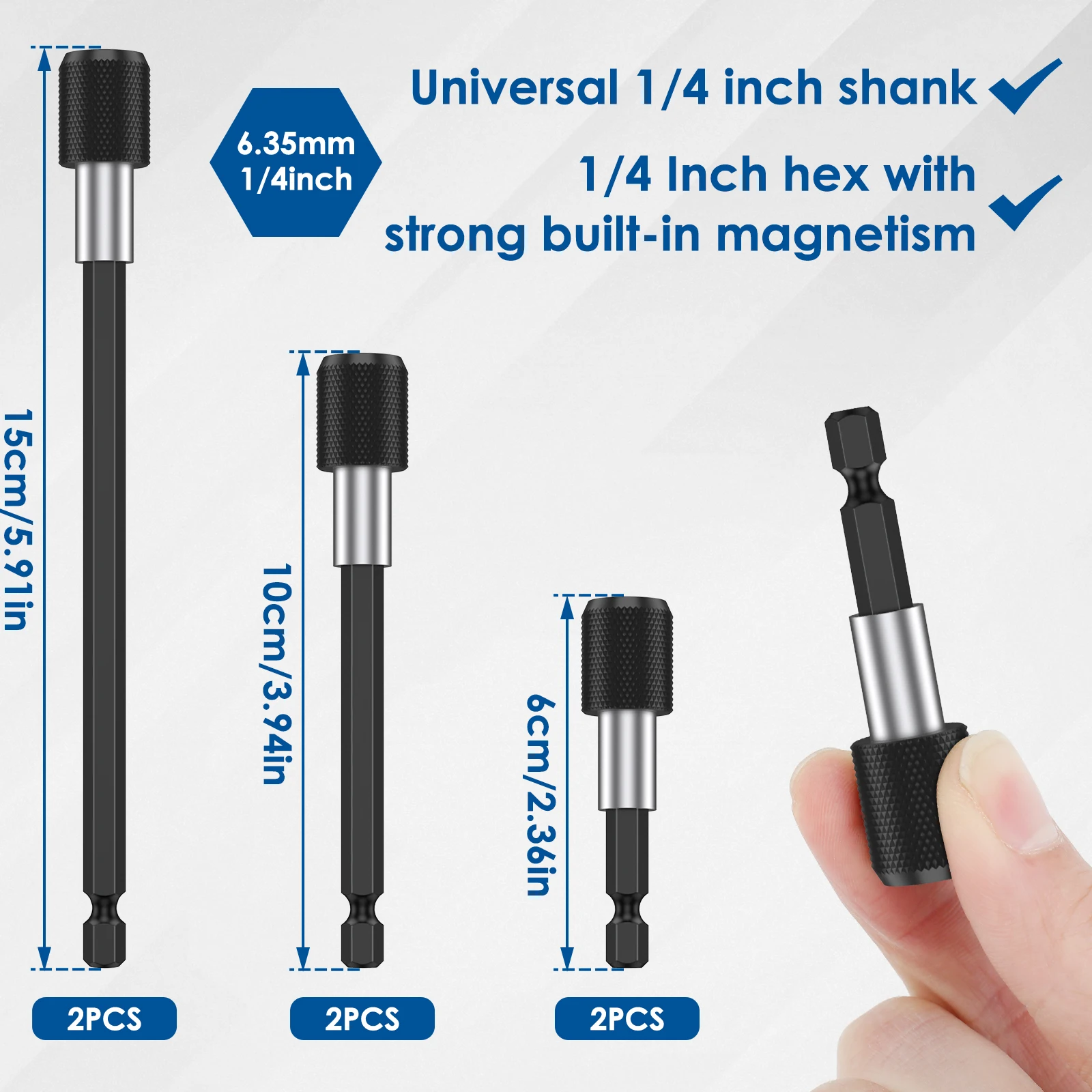 6Pcs Hex Shank Drill Bit Extension Holder 1/4 Inch Quick Release Magnetic Screwdriver Extension Bit Holder Drill Bit Extender