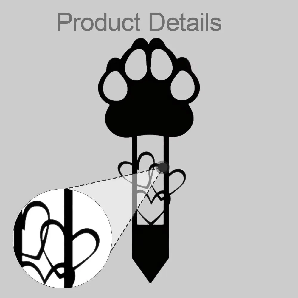 Sturdy Carbon Steel Pet Dog Grave Marker Durable Waterproof Premium Quality Pet Cemetery Stake Silhouette Design