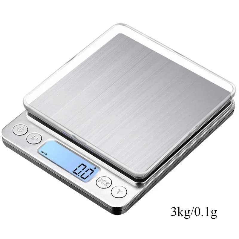 High-precision Kitchen Scale Mini Pocket Stainless Steel Jewelry Electronic Balance Weight Gold Gram 0.1g/3000g Weigh Scales