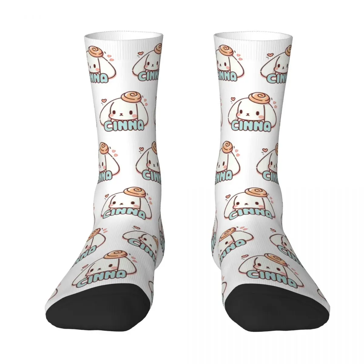 Cool Cinna Cute Kawaii Cinnamon Roll Skateboard Socks Puppy Cinnamoroll Polyester Crew Socks for Unisex