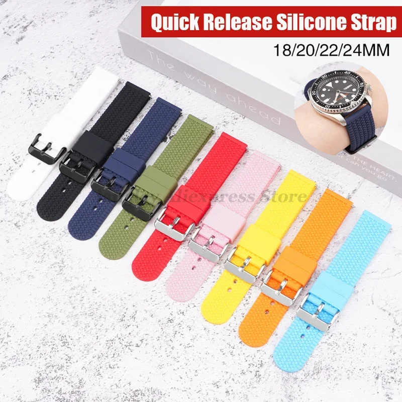 18mm/20mm/22mm/24mm Soft Silicone Watch Strap Quick Release Watchband for Huami for Huawei Watch Gt5/Gt4/Gt3 Smartwatch Bracelet