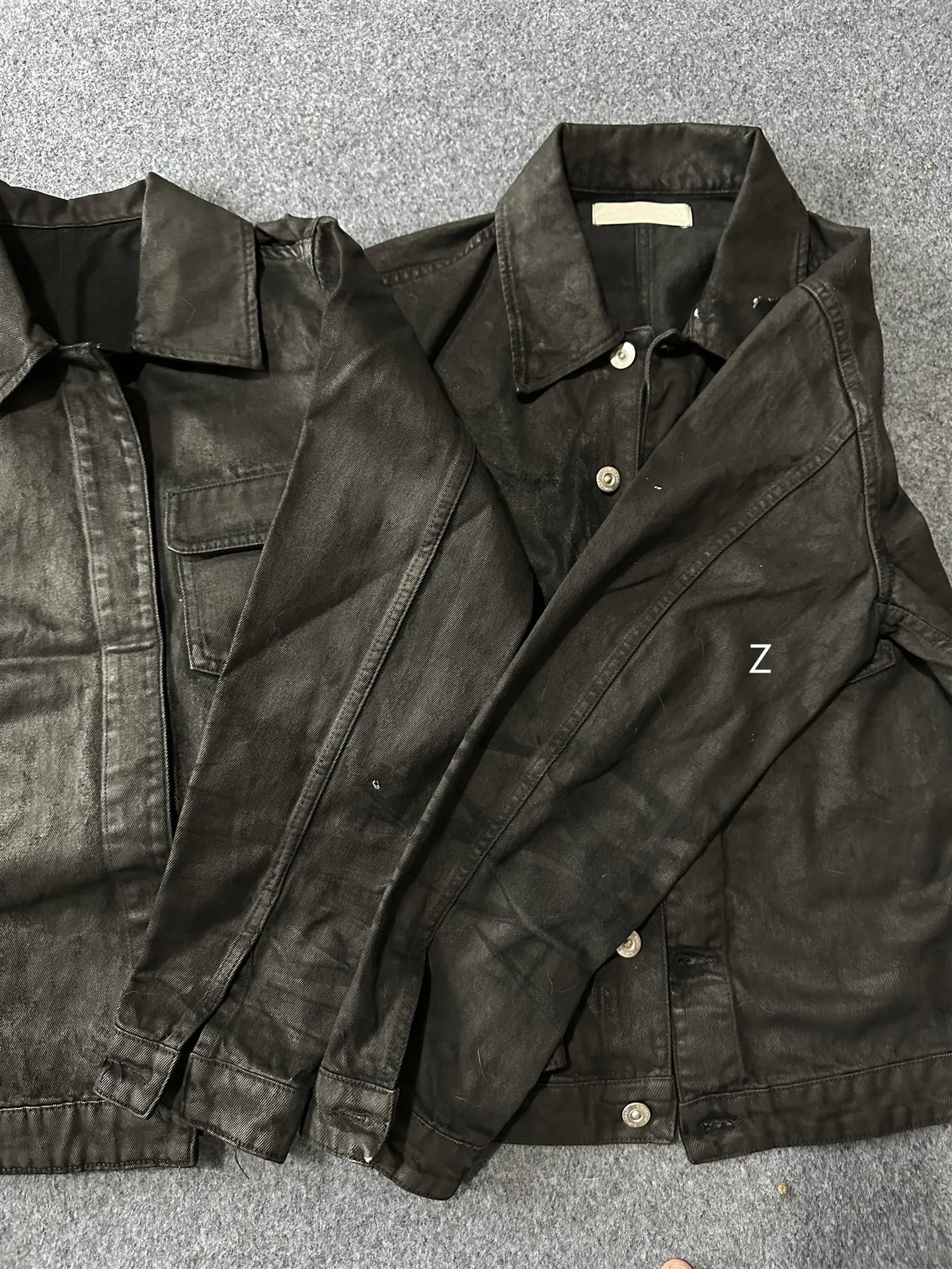 هاي ستريت داكن RO جينز سترة رجالية نحى الشمع بولي Silver مشبك فضي أسود فضفاض الحد الأدنى ملابس الشارع الشهير معاطف السترة الدنيم #6