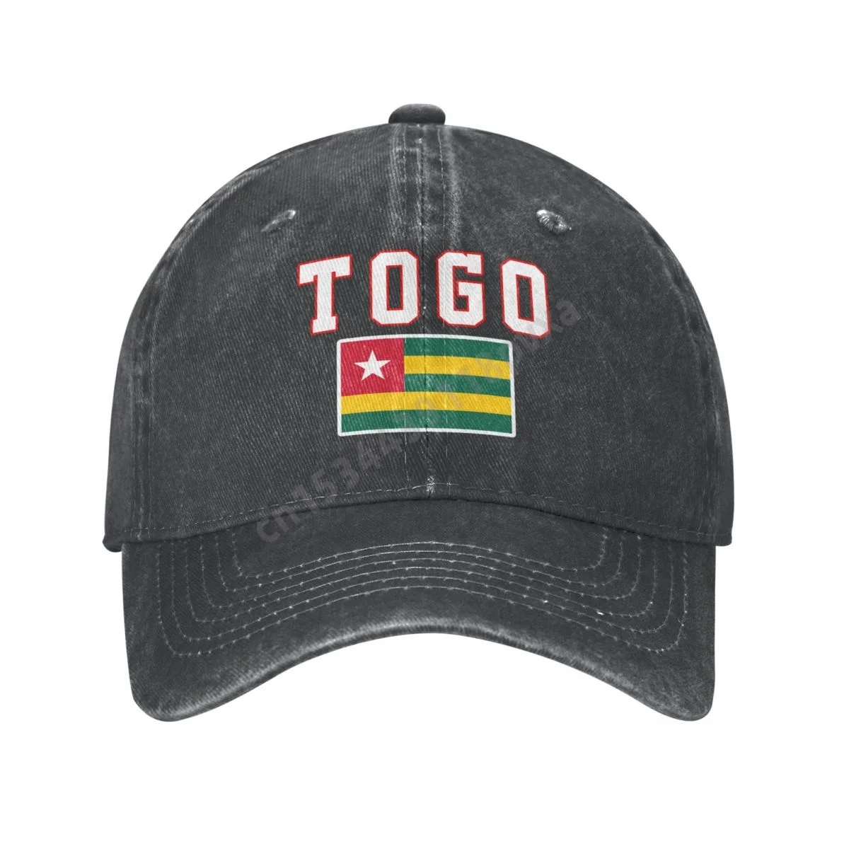 Unisex Adult Togo Flag Togolese Charcoal Washed Denim Baseball Cap Men Classic Vintage Cotton Dad Trucker Hat