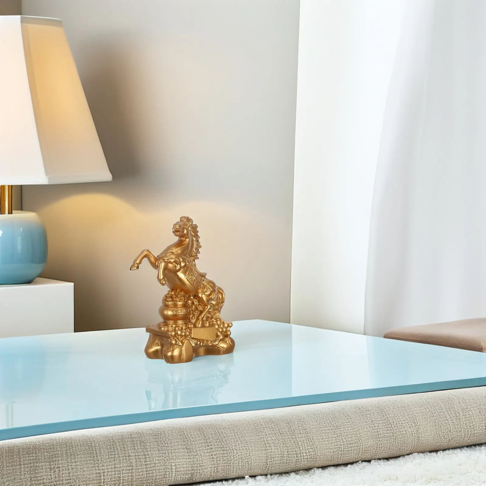 Resin Vintage Feng Shui Zodiac Horse Sculpture 2026 Standing Wealth Success Ornament Small Horse Figurines Good Luck Ornament