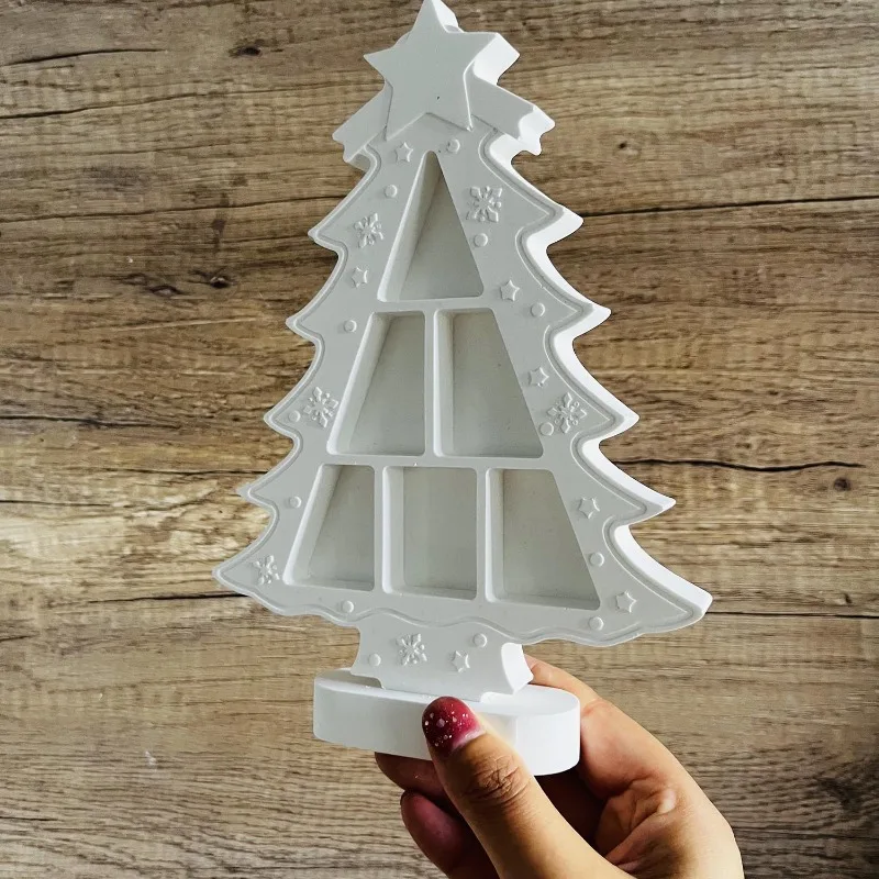 Standing Christmas Tree with Star Silicone Mold DIY Casting Home Decoration Plaster Mould Christmas Tree Ornament Silicone Mould