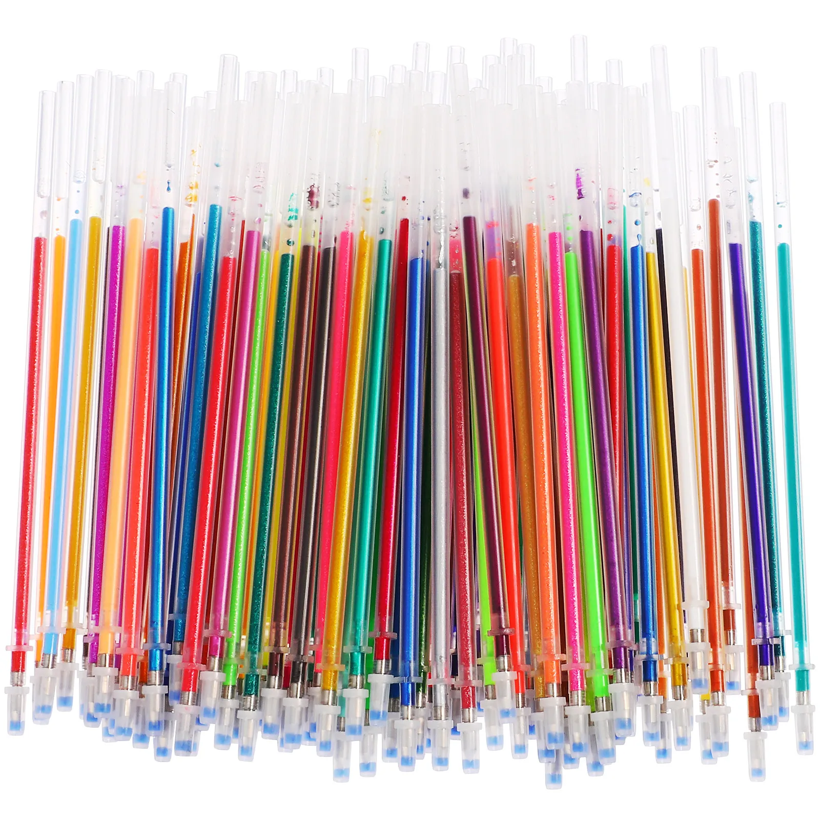 

100Pcs Colorful Gel Ink Pen Refills 0.8mm Fine Tip Smooth Writing for Crafts Doodling Scrapbooking Journals School Supplies
