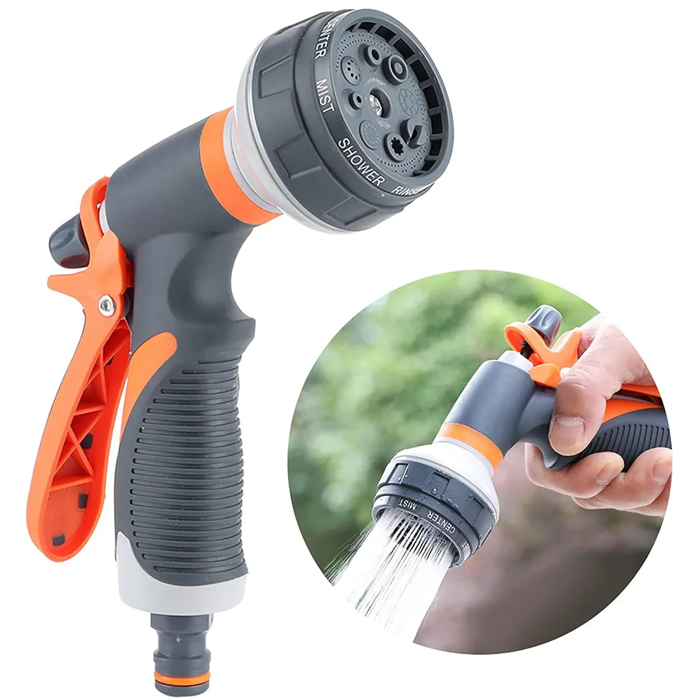 Garden Water Gun Hose Nozzle 8 Pattern Mutifunctional Car Washing Yard Water Sprayer Pipe Tube Nozzle Sprinkle Garden Tools
