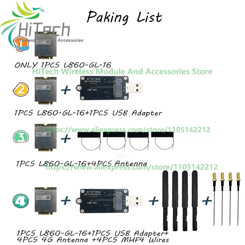 Fibocom WWAN Card 4G USB Mode L860 GL 16 Cat16 L860-GL-16 Module For Mikrotik wAP Router M.2 Key-B LTE FDD/TDD B38 B39 B40 B41