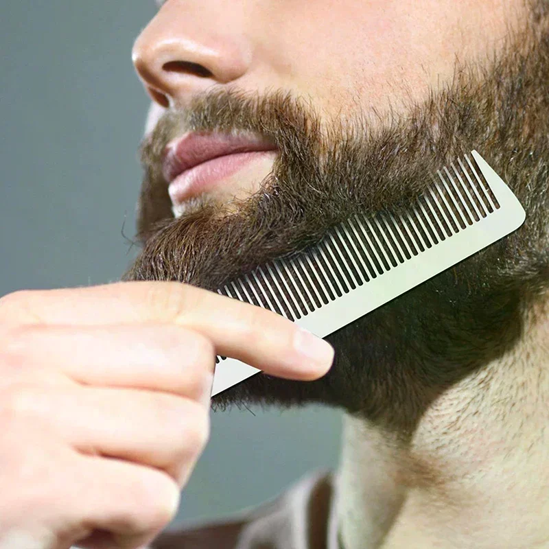 Professional Barber Stainless Steel Silver Hairdressing Comb Anti-static Men Haircut Clipper Ultra-thin Comb Salon Styling Tool