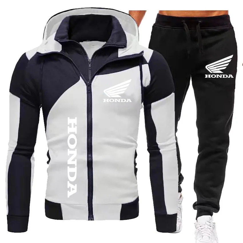 

Новый мужской повседневный спортивный комплект Honda, куртка с двойной молнией, толстовка с капюшоном и открытым верхом