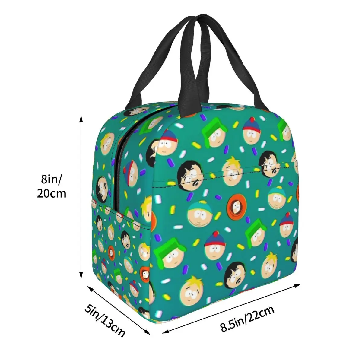 South Park Pattern Lunch Bags Insulated Bento Box Portable Lunch Tote Resuable Picnic Bags Cooler Thermal Bag for Woman Kids