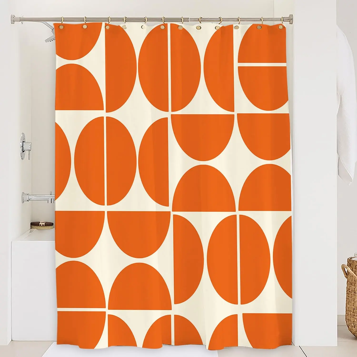 Orange medieval shower curtain suit bathroom with modern abstract geometric art shower curtain, waterproof 180X180CM