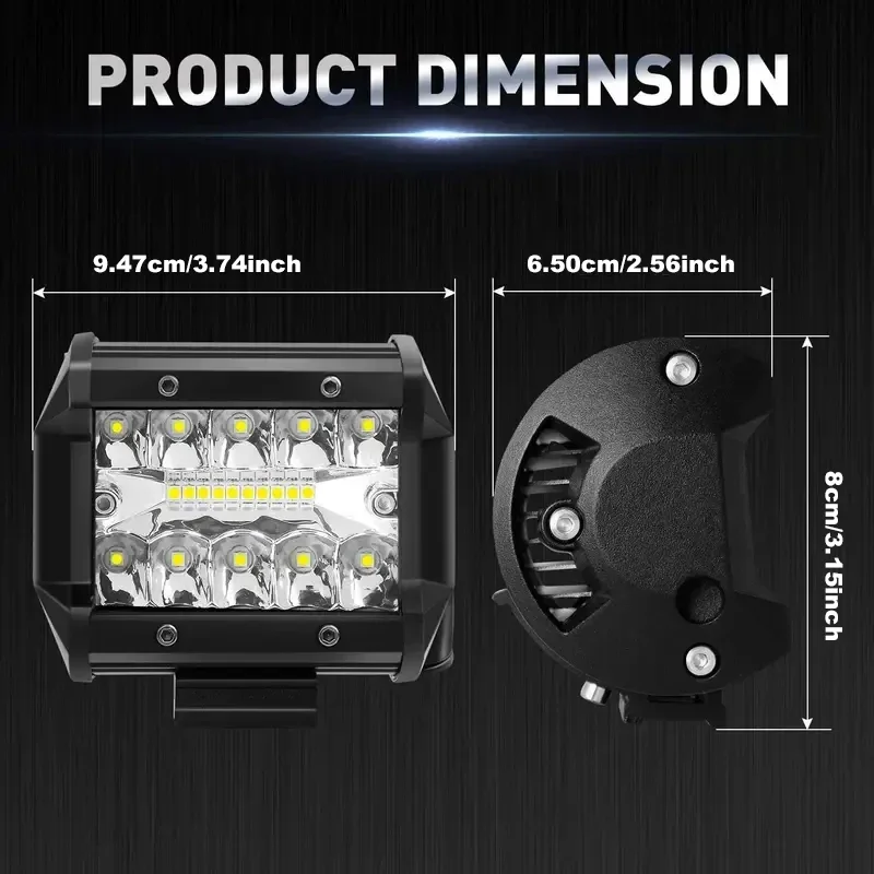 

2pcs 60W LED Work Light Bar Spot Flood Combo light Pods Offroad Fog Lamp for SUV ATV UTV LED Light Bar Light up pool balls
