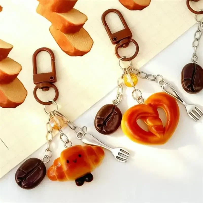 2 قطعة الإبداعية ويتي لاي الخبز الرغيف الفرنسي الكرواسون حقيبة سحر ظهره الحلي كيرينغ قلادة اكسسوارات هدية #4