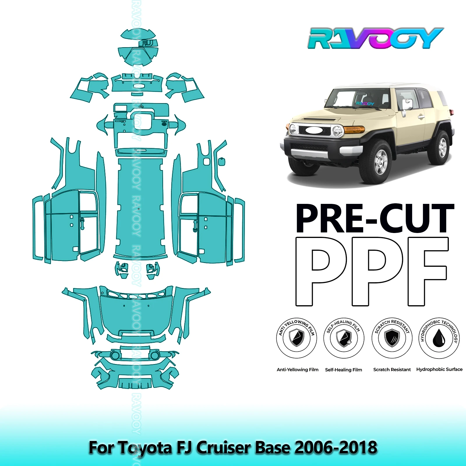 

Car Precut PPF Paint Protection Film Full Vehicle For Toyota FJ Cruiser Base 2006-2018
