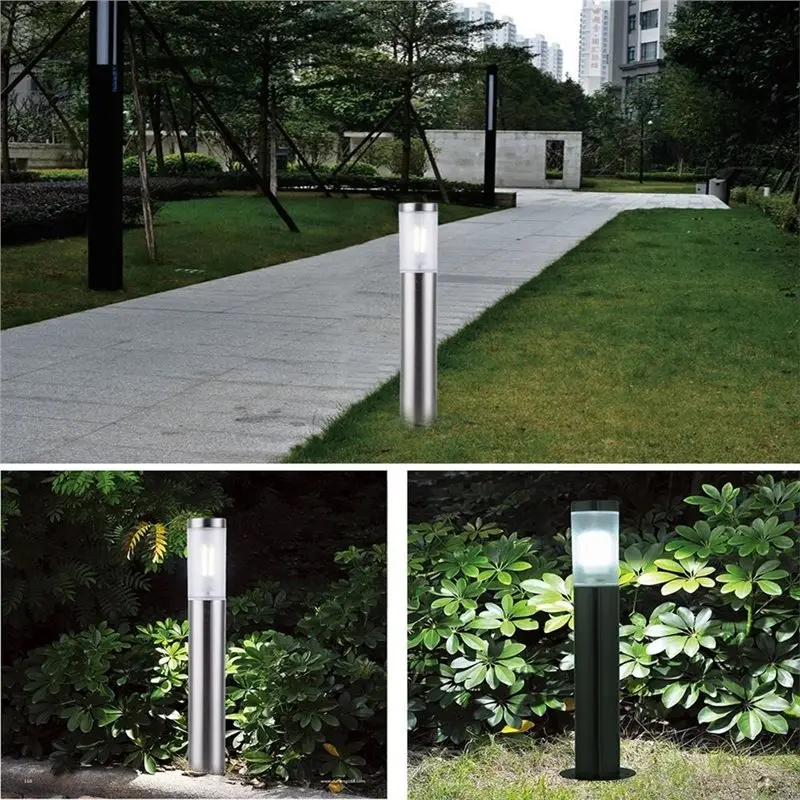 B08B-Waterproof Column Pillar Lamps Landscape Pathway Lamps With Acrylic Shade Fence Deck Bollard Lighting Cylinder Lawn Floor L