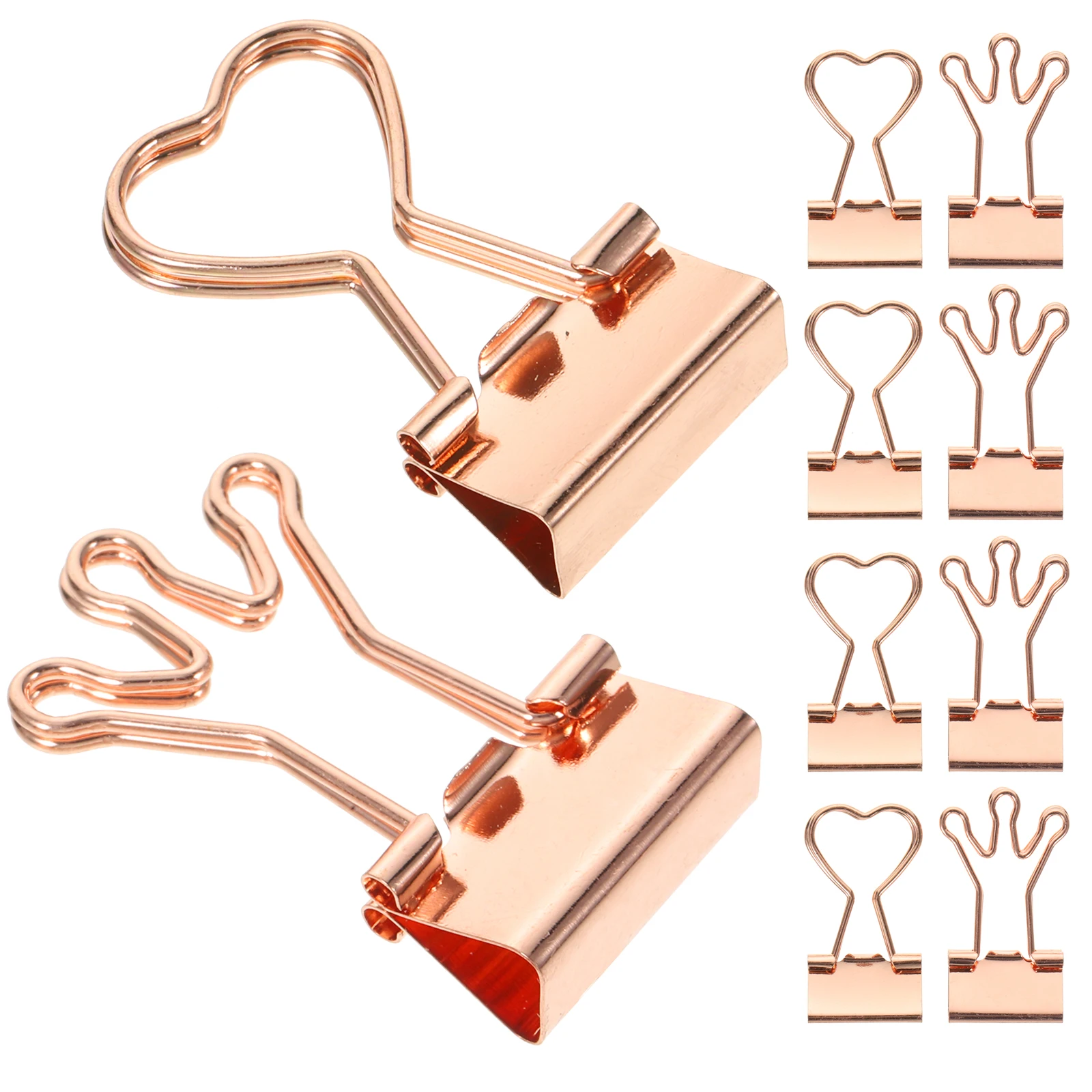 

10Pcs Love Long Tail Clips Metal Decorative Office Supplies Multi-Function Binder Paper Clips Assorted Sizes Office Paper Clip