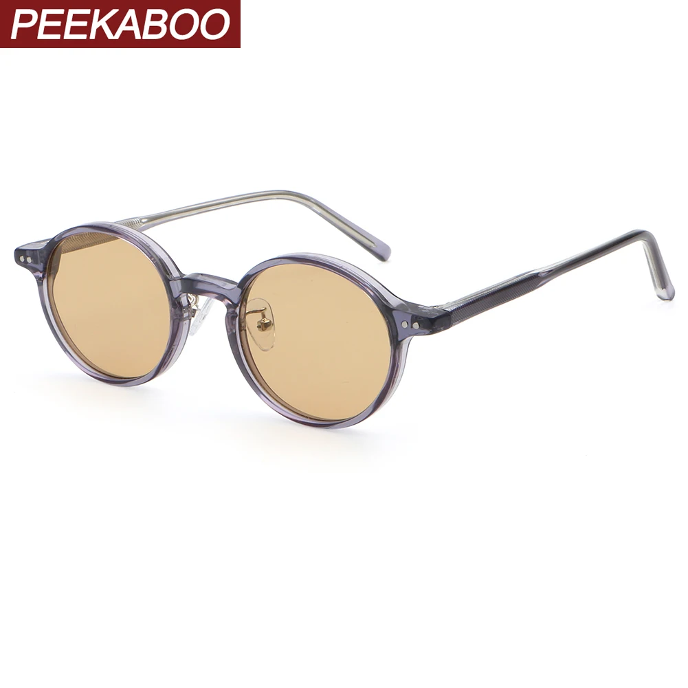 Peekaboo fashion sunglasses for women uv400 unisex decoration male round sun glasses for men CP acetate leopard black brown