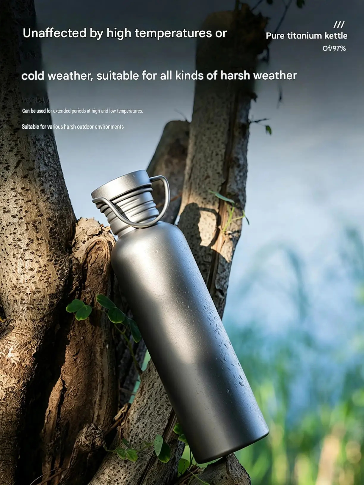 Lightweight Pure Titanium Water Bottle Leakproof Portable Flask For Cycling Camping Hiking Sports