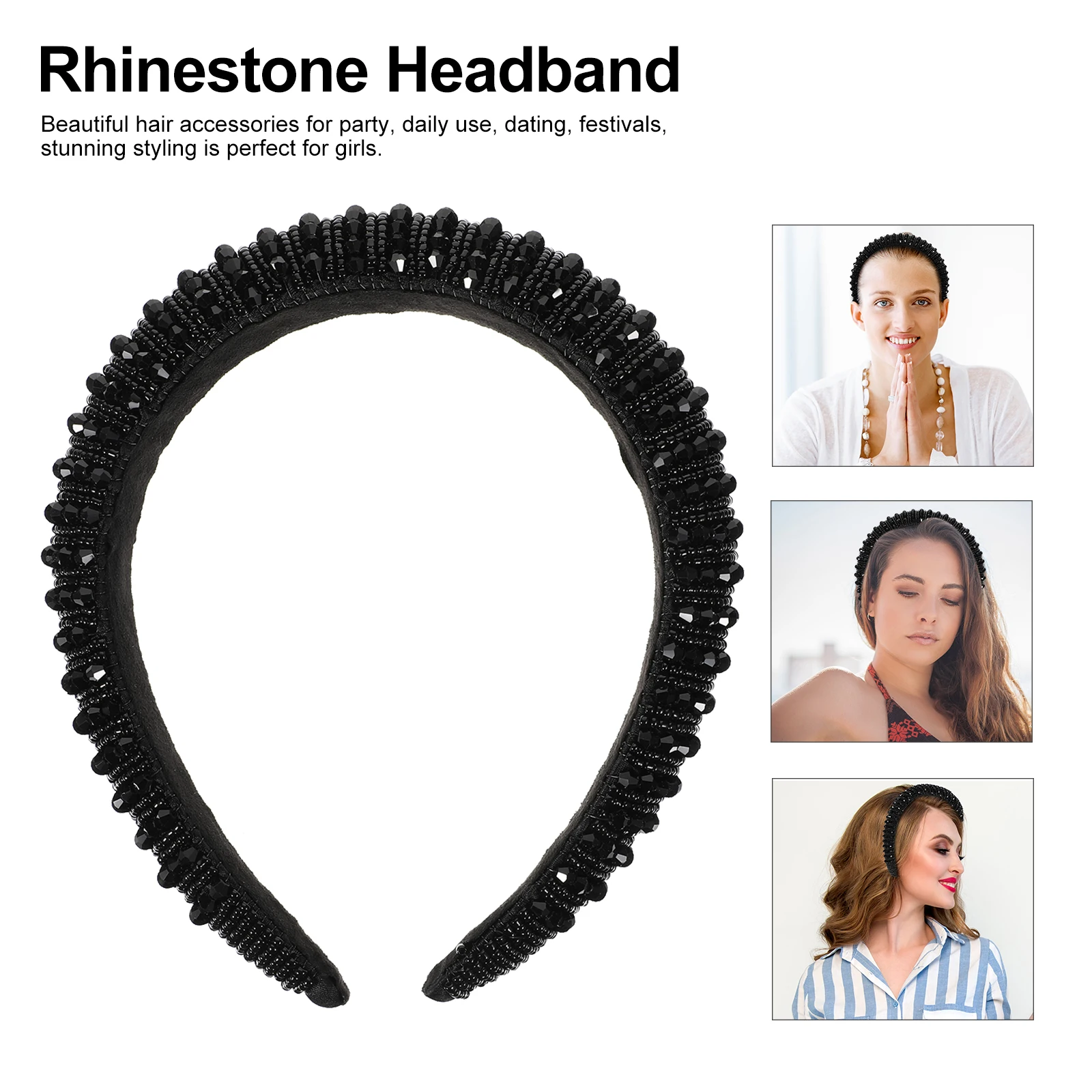 

Crystal Headband for Wedding Elegant Headbands Women Women's Hair Bridal Fashion Rhinestone Headpiece Beads Jewel Craft Jewelry