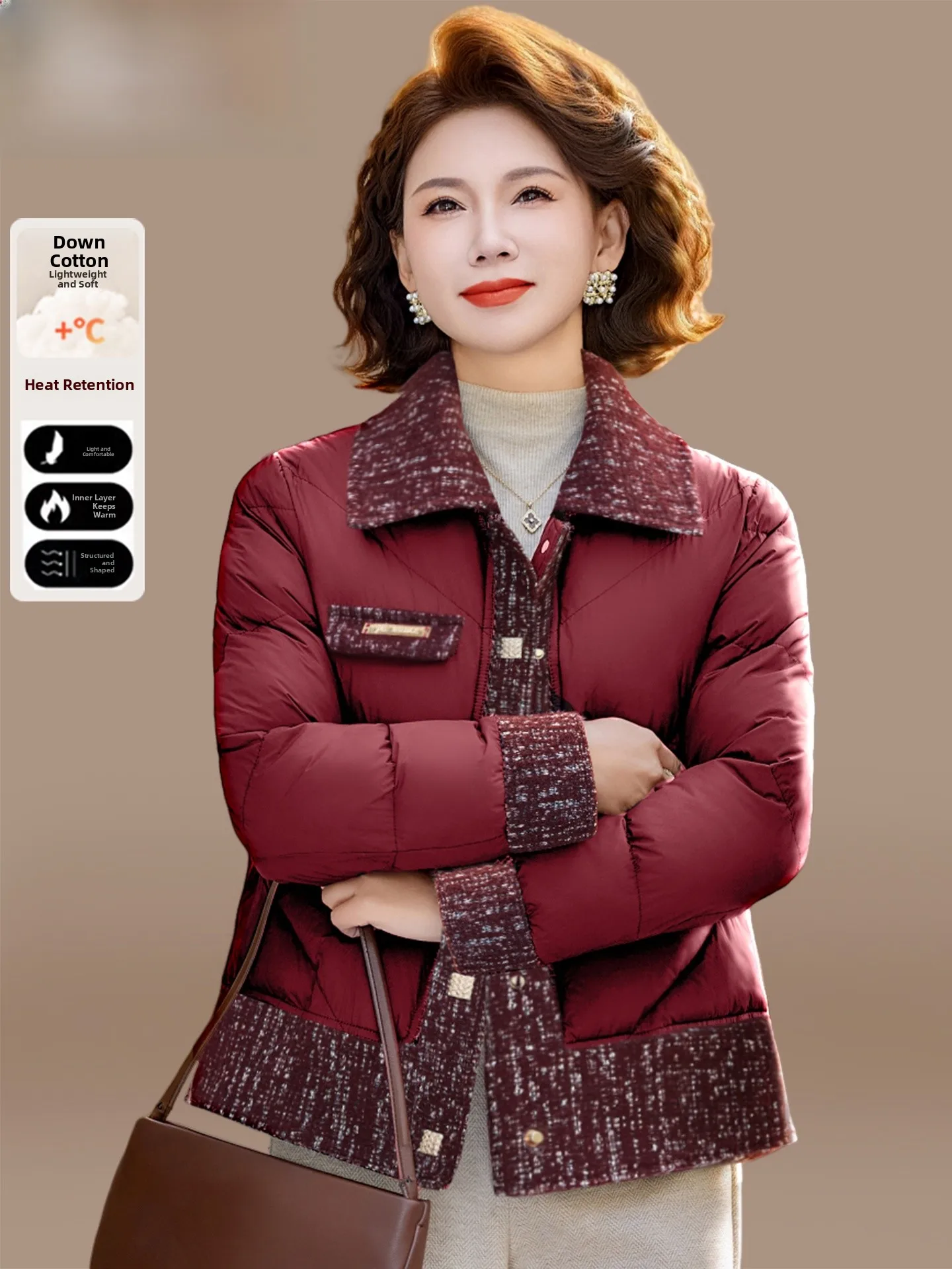 

Winter Coat Women's down Cotton Jaet Brand Middle-Aged And ly Small Fraance Sle Cotton Clothes Thiened Warm Casu...