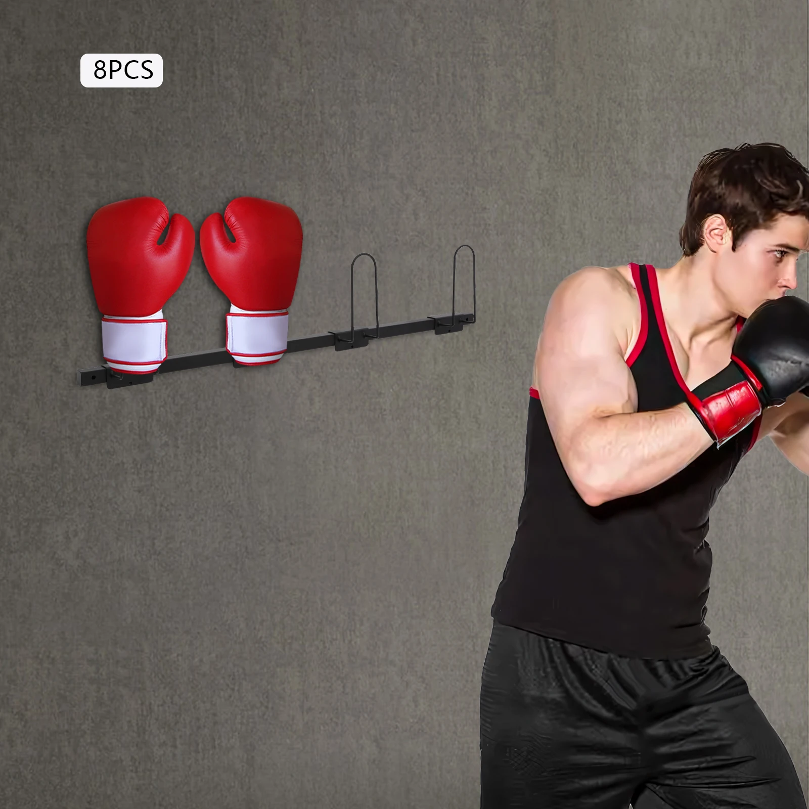 

8PCS Boxing Glove Storage Rack Wall-Mounted Boxing Glove Holder with 4 Hooks Boxing Glove Storage Holder for Gym Shop Home