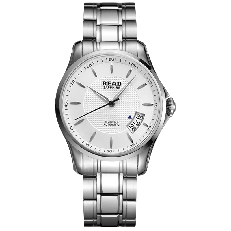 READ Men Automatic Watch | Solid Stainless Steel Band | Textured Stick Marker Dial | Sapphire Glass | 50M Water Resistant