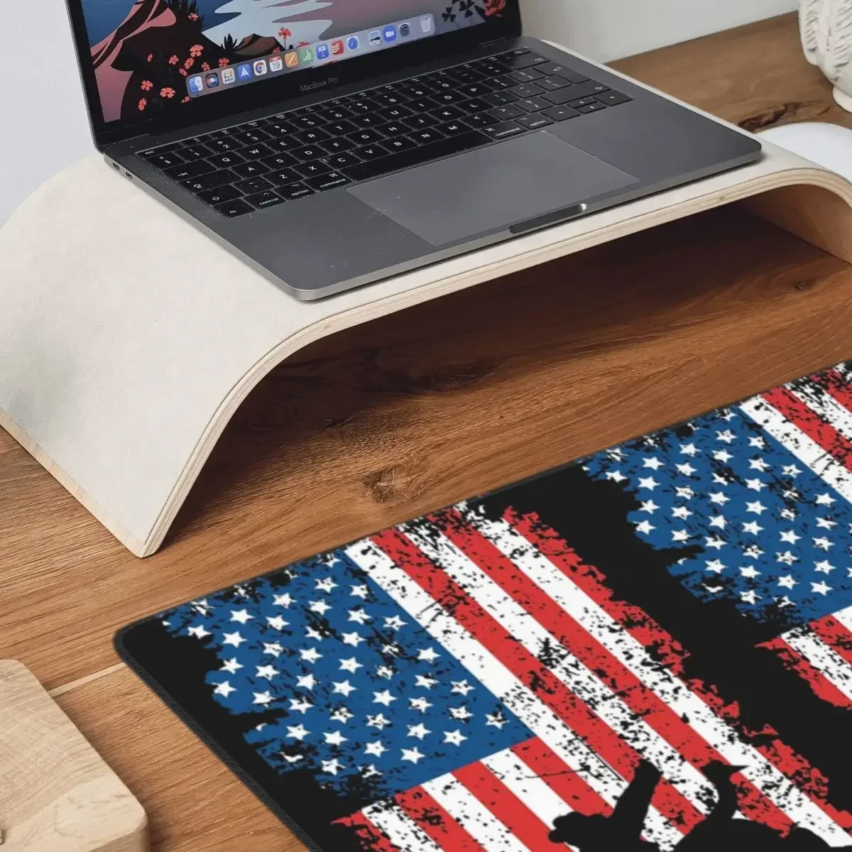 Bull Rider, Rodeo, American Flag Large Mouse Pad Computer Keyboard Mouse Mat Gamer PC Laptop Desk Mat Accessories Table Mats