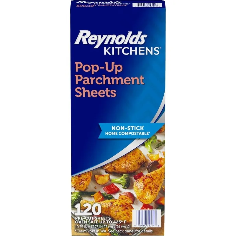 

Reynolds Kitchens Pop-Up Parchment Paper Sheets, 10.7x13.75 Inch, 120 Sheets