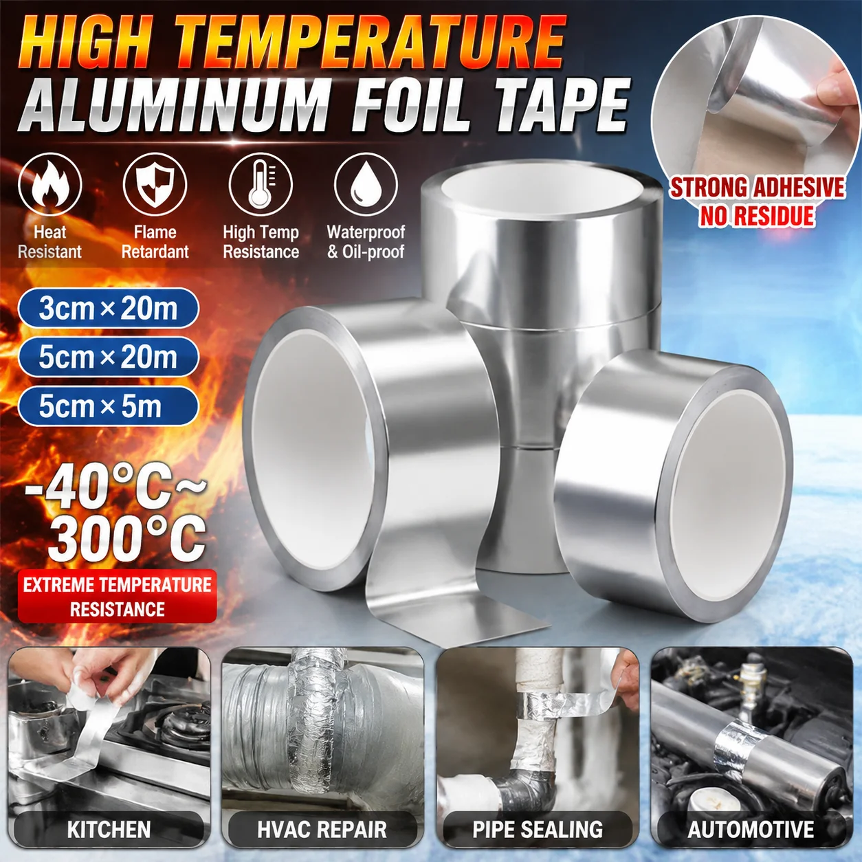 High Temperature Aluminum Foil Gap Sealing Tape Waterproof Anti-Mold Kitchen Bathroom Sink Stove Caulk Strip Home Supply