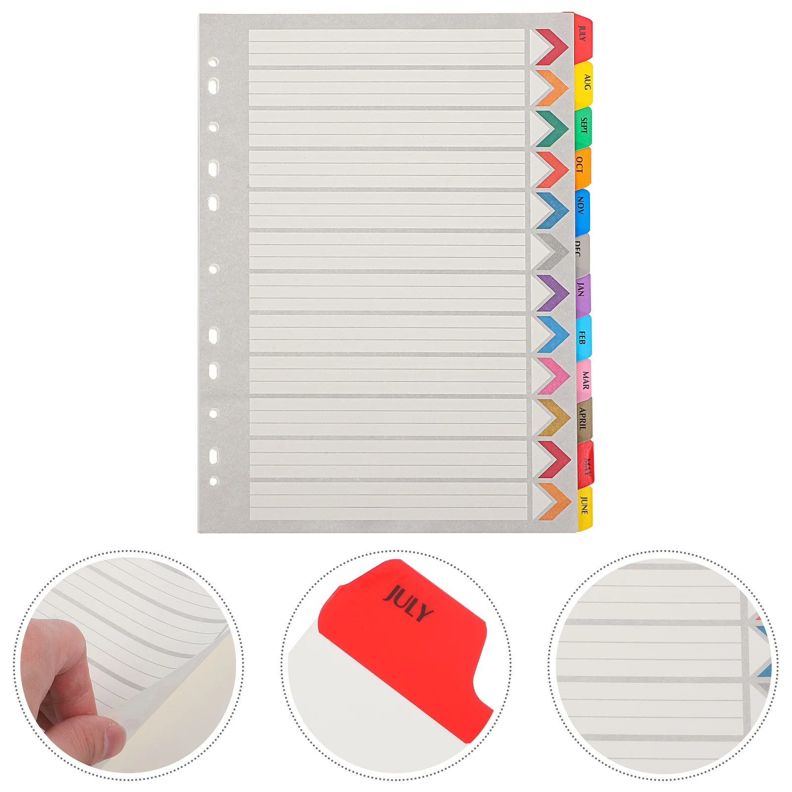 12 Sheets Arched Lever Category Label Board Labels Binder Clips Tabs Notebook Divider Paper Index Dividers File for