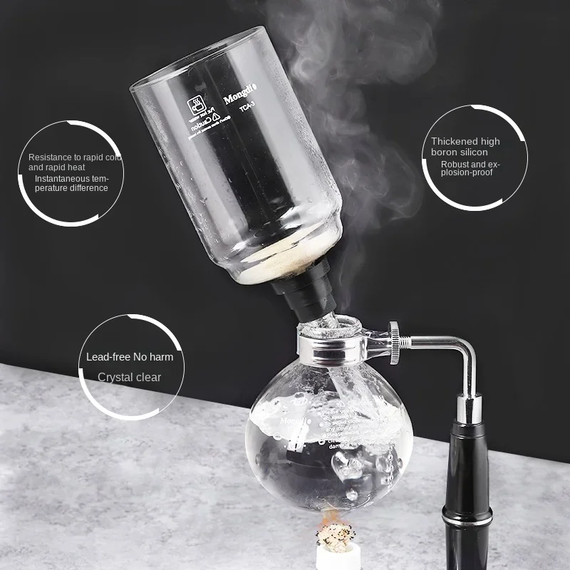 Siphon Pot Accessories Coffee Pot Glass Upper & Lower Stand for 3 People for 5 People for Household Use