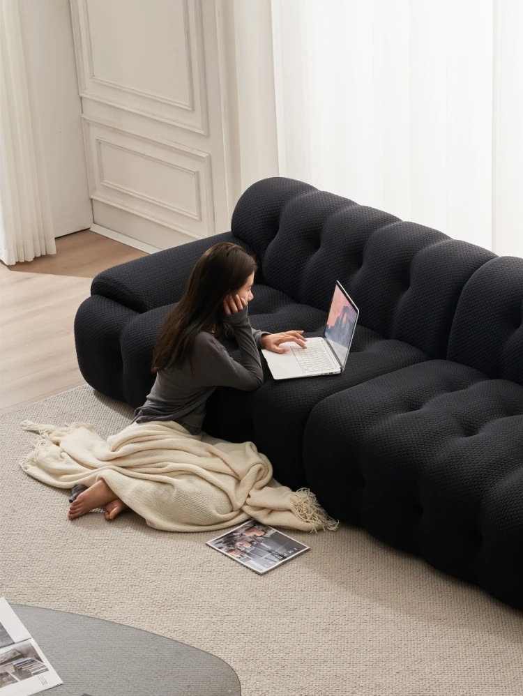 Moderne einfache Wohnzimmer Designer Netz Promi Wolke kleine Wohnung Rochburg dreisitzige Stoff Inline Pull-Down-Sofa