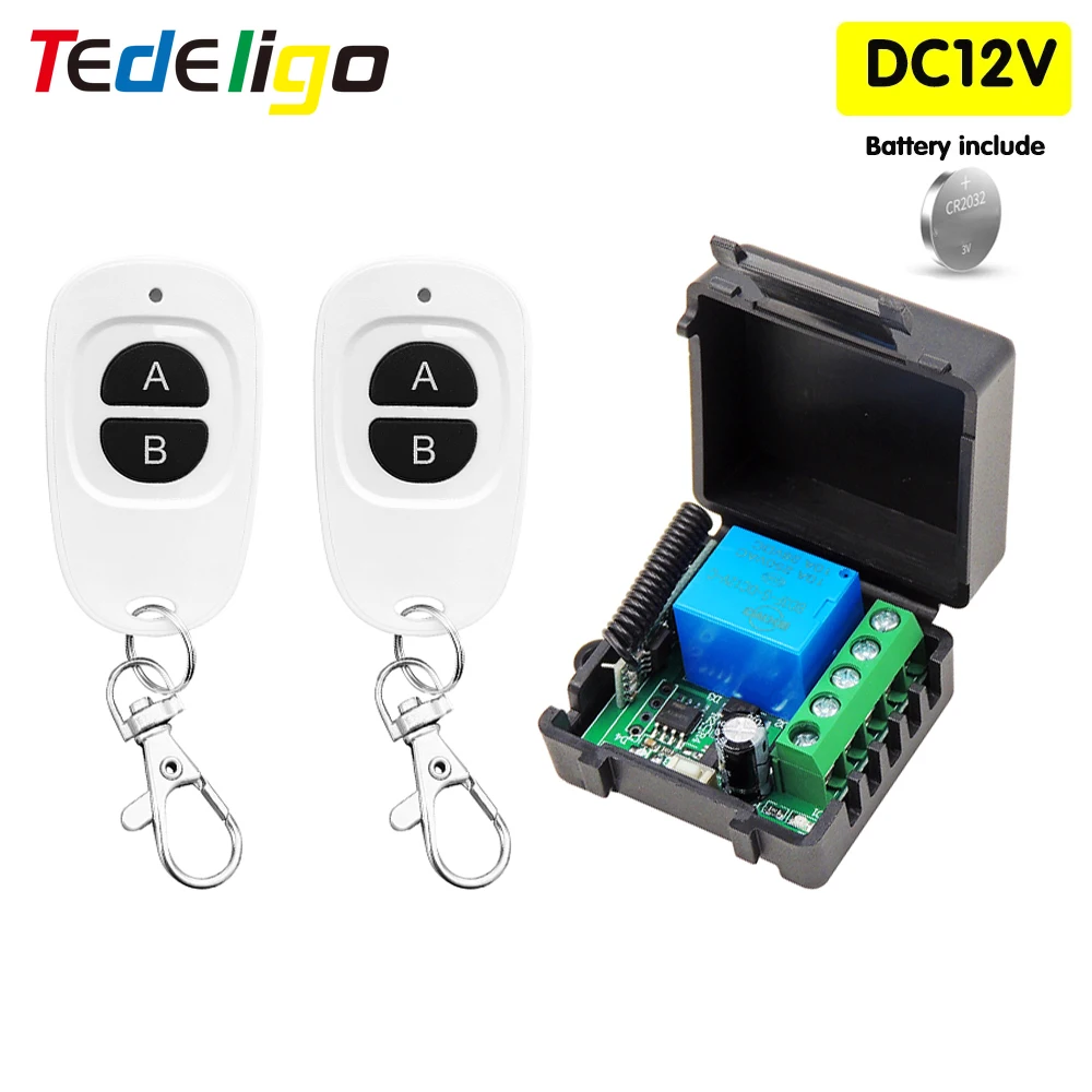 433Mhz Remote Control Wireless Switch DC 12V 1CH RF 10A Relay Receiver and 2CH Transmitter For Door Electromagnetic Lock