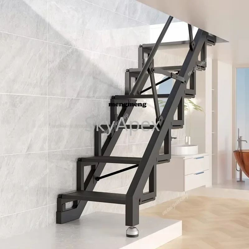 New arrive Modern Custom Folding Wall Storage Stairs Solid Wood & Steel Invisible Attic Ladder 400KG Load Unique Design for Home