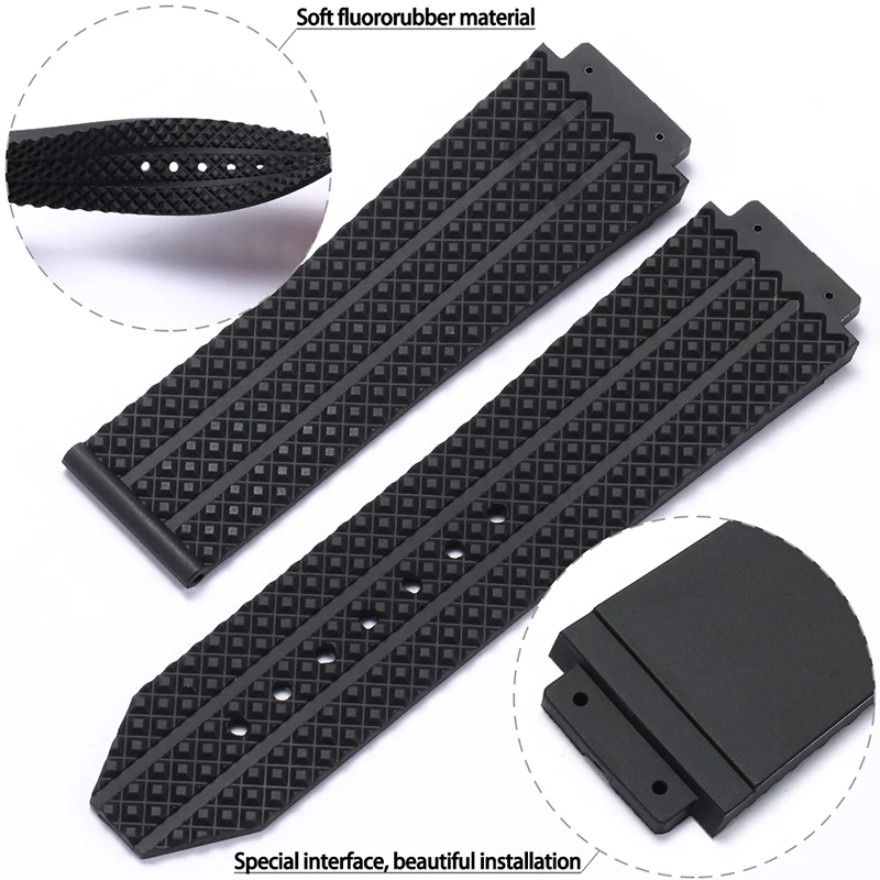 25mm 19mm Silicone Bing Bang Strap Suitable for Hublot Big Bang Watch Band Soft Rubber Replacement Waterproof Men\'s Accessories