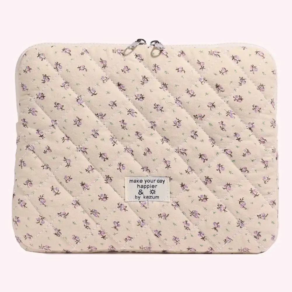 Floral Laptop Sleeve Quilted Laptop Carrying Case Protective Cute Computer Sleeve for 11-15 Inch Laptop Tablet