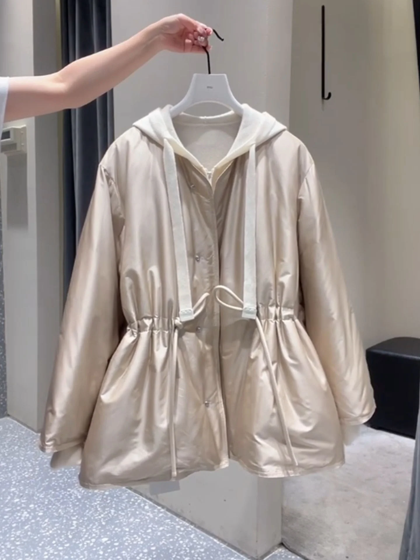 

Champagne Color Women's down Jaet Luxury Sensation Waist-Cinching Belted Mid-Length Design Outerwear for Winter Season