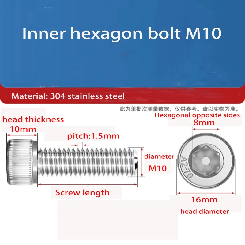 M6M8M10304 A2 Edelstahl DIN912 Innensechskant Innensechskantschraube – Detail 3