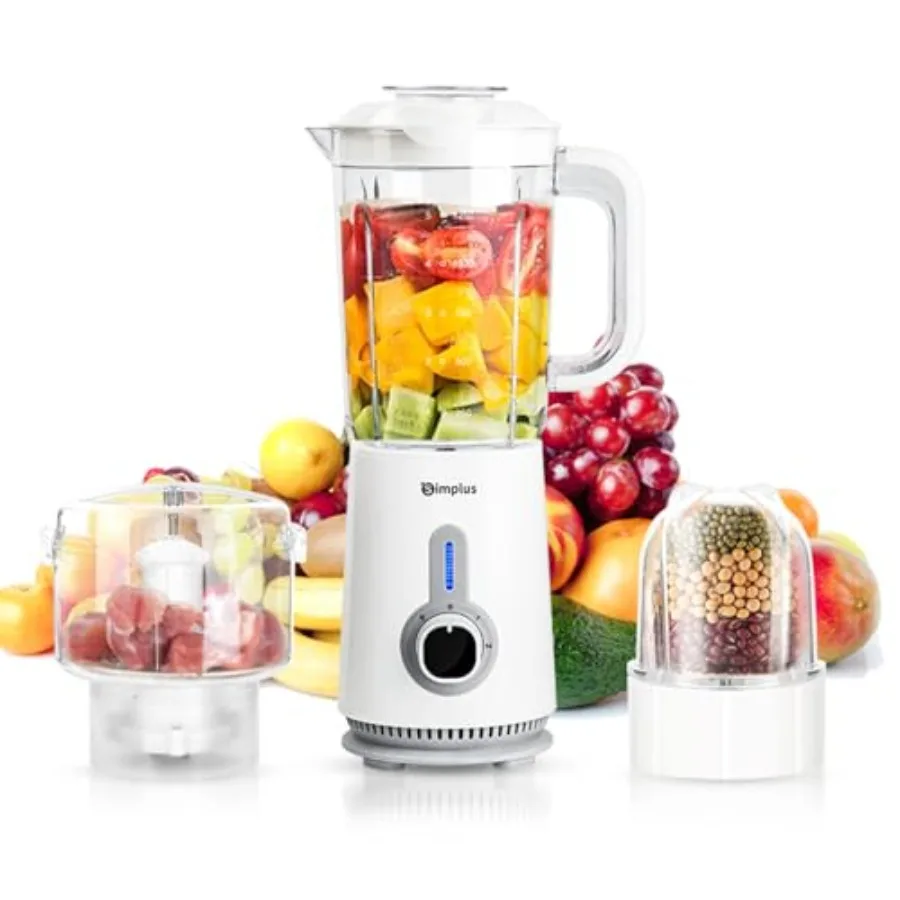

42oz Blender for Smoothies with 2-Cup Food Processor and 1-Cup Vegetable Food Chopper, High Speed Blenders with 2 Speeds and Pu
