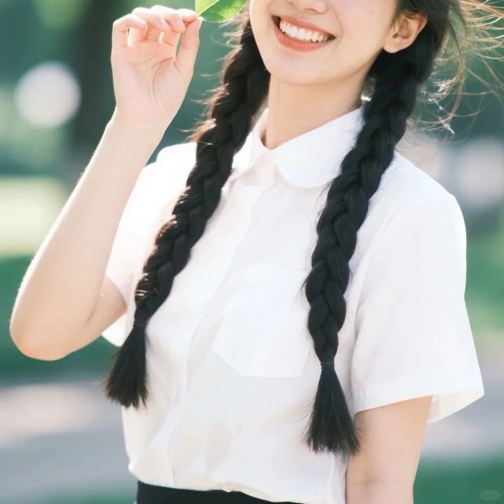 

Casual Classic White Shirt Preppy Style Simple Loose Fit Shirt Basic Short Sleeve Blouse Summer