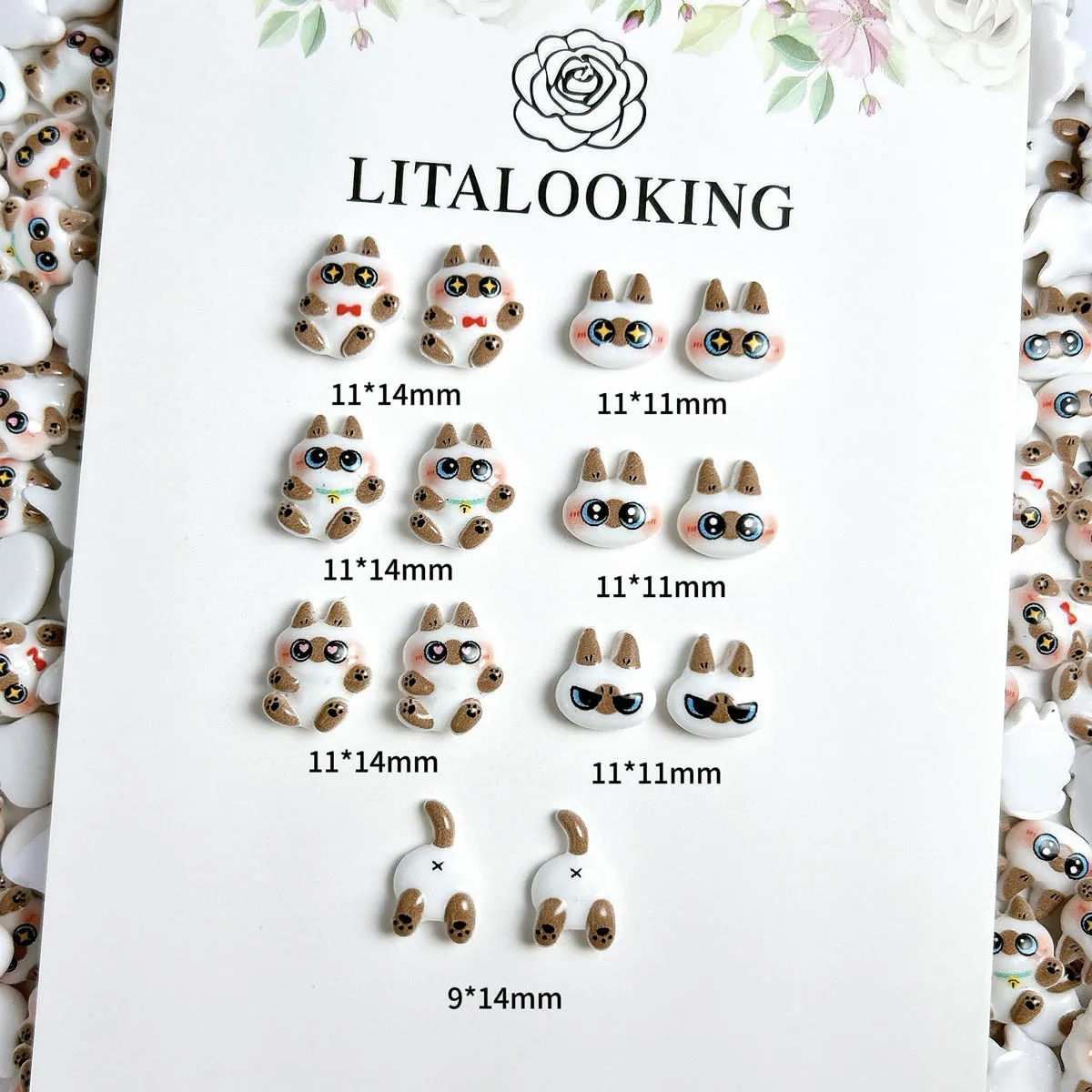 رائعتين ملتوي أسود أبيض القط الراتنج مسمار السحر الإبداعية مضيئة الكرتون القطط مسمار الفن زينة DIY دبوس الشعر تصاميم الأظافر #2